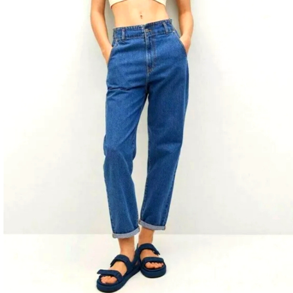 NWT MNG Mango Slouchy Cropped High Waist Jeans 34/2